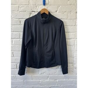 Athletic Zip Jacket Womens L Black Studio to Street Athleisure Minimalist